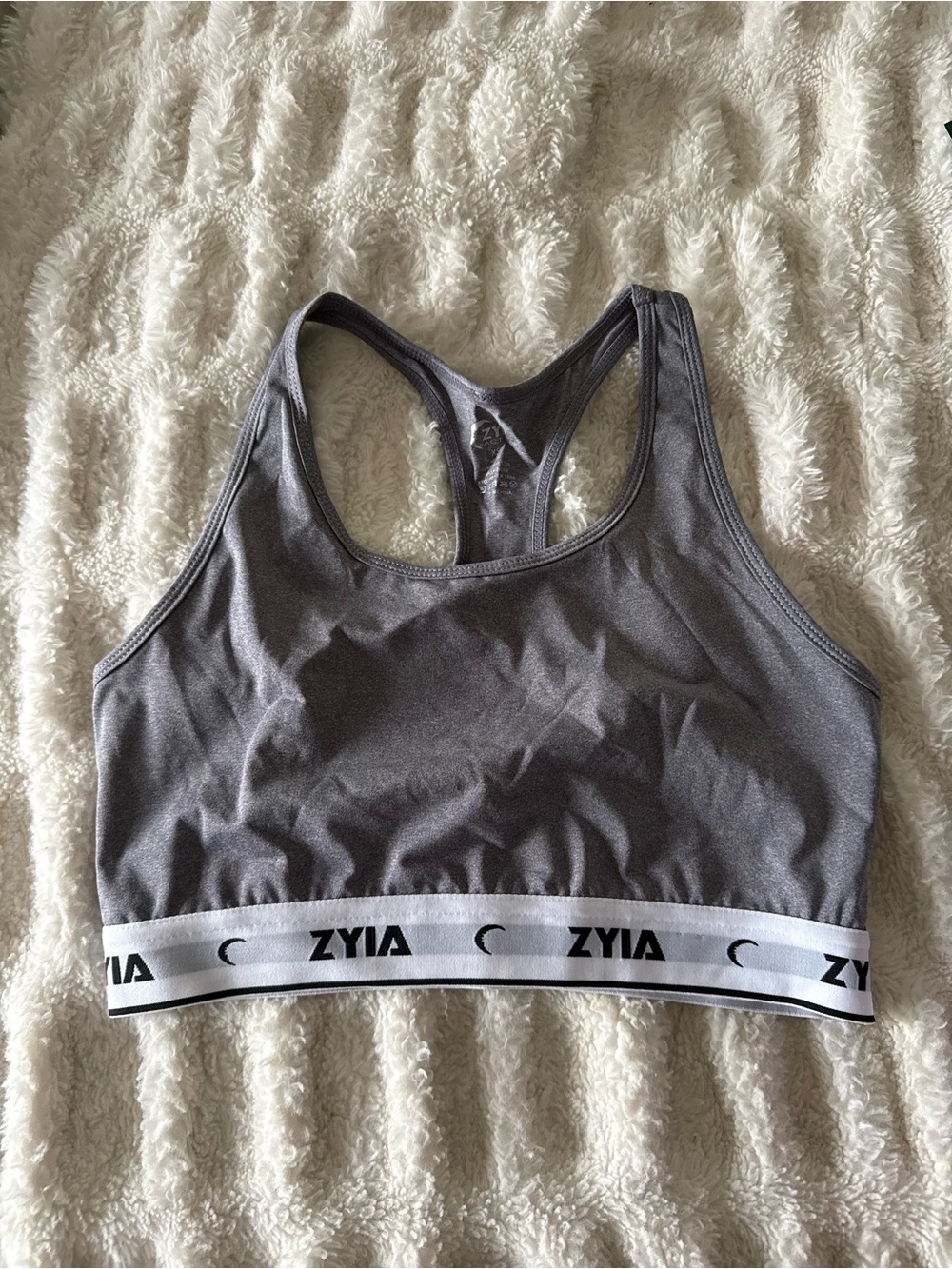 ZYIA Gray & White Racerback Sports Bra